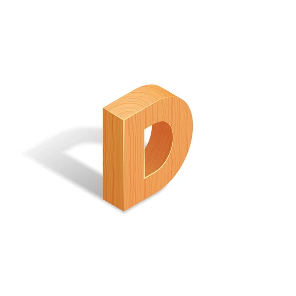 Isometric wooden letter A with shadow. — Stock Vector