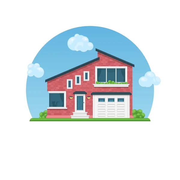 Dettagliata casa colorata. Cottage moderno in stile piatto Illustrazioni Stock Royalty Free