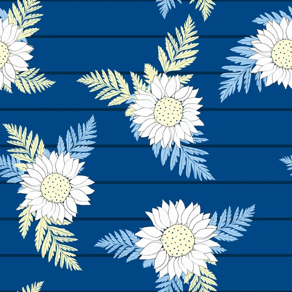 Motif Vectoriel Floral Sans Couture Avec Des Fleurs Des Feuilles — Image vectorielle