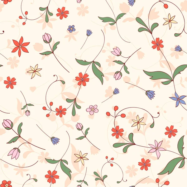 Motif Floral Vectoriel Sans Couture Avec Petites Fleurs Colorées Pour — Image vectorielle