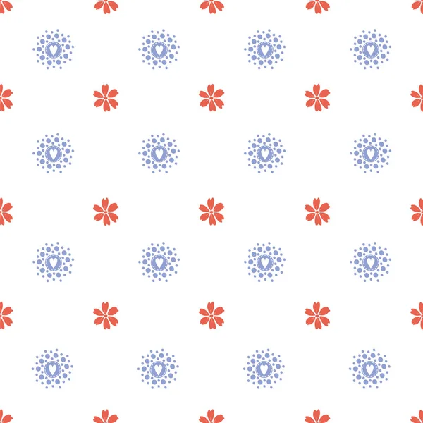 Seamless Vector Pattern Heart Symbols Tiny Flowers Decoration Print Textile — Stock Vector