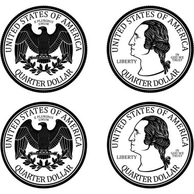 Ready minted high quality Quarter Dollar Coin vector clipart
