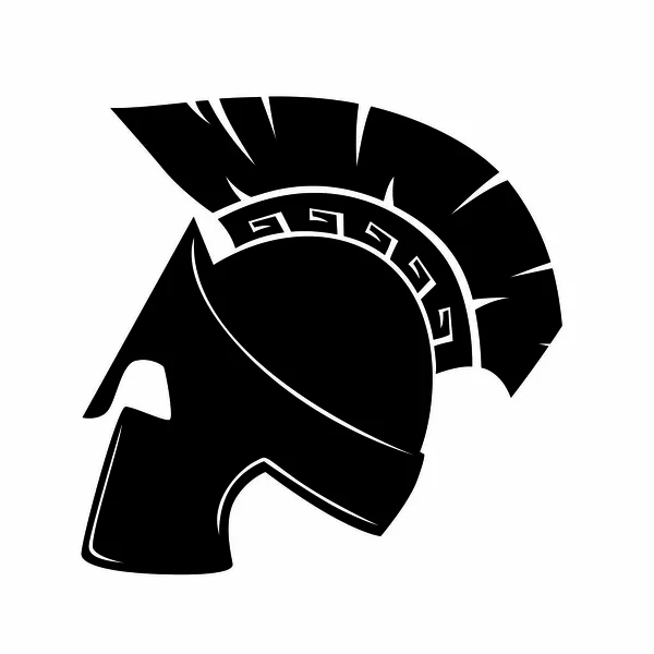 Kusursuz Spartalı kask profil görüntüsü siyah ve beyaz vektör — Stok Vektör