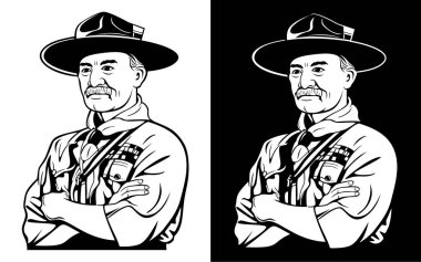 Yüksek Kalite Büyüleyici Detay Robert Stephenson Smyth Baden Powell Vektör Hattı Siyah beyaz ve beyaz renkli sanat vinil kesimli lazer oymacılığı vs..