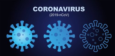 Coronavirus 2019-nCov romanı Coronavirus blue vektör simgesi üç farklı stilde. Tehlikeli Asya Ncov Corona virüsü, SARS salgını riski. Mavi Vektör