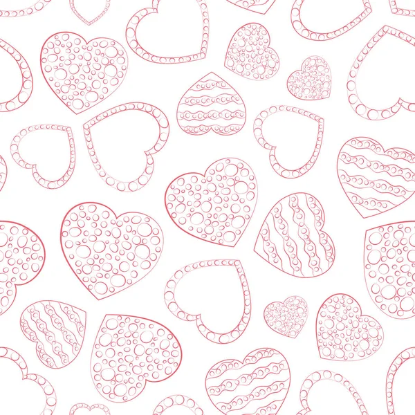 Doodle Herzen mit Blasen nahtlosen Muster — Stockvektor