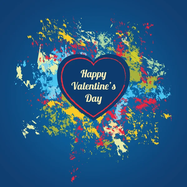 Tarjeta de San Valentín azul con salpicaduras de colores — Archivo Imágenes Vectoriales