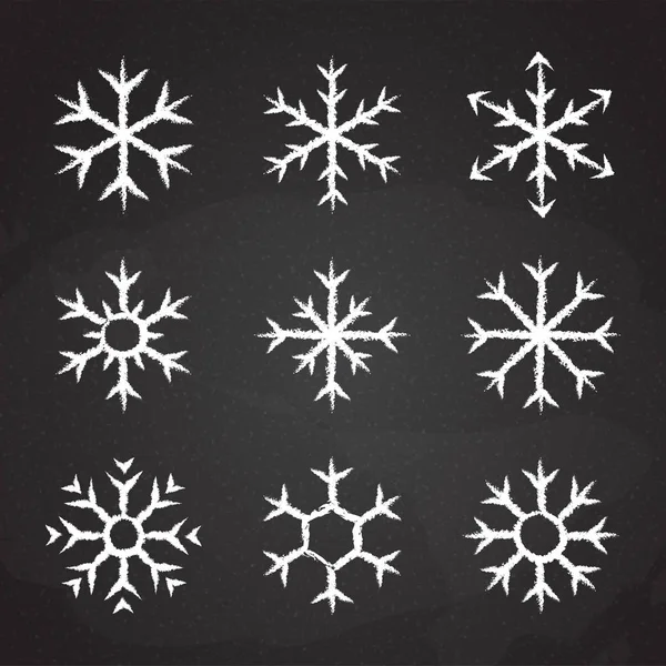 Chalked frozen snowflake symbol vector collection — Stock Vector