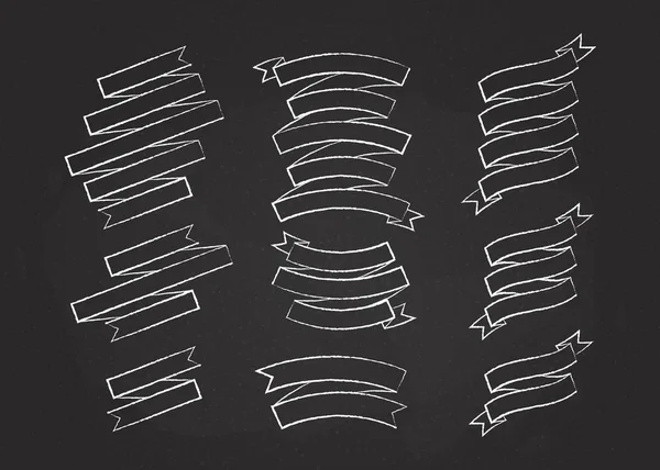 Conjunto de vectores de cinta de etiqueta en blanco contorno de tiza — Archivo Imágenes Vectoriales