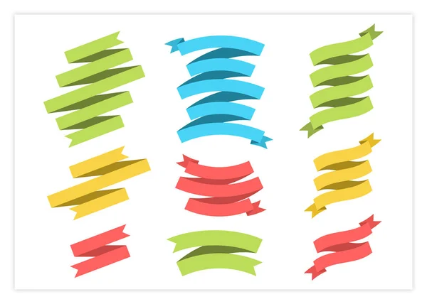 Flat ribbon template banner vector collection — Stok Vektör