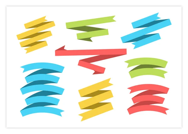 Flat colorful ribbon banner vector set graphic — ストックベクタ