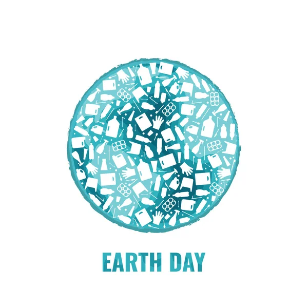 Plastic trash planet pollution earth day concept — Stok Vektör