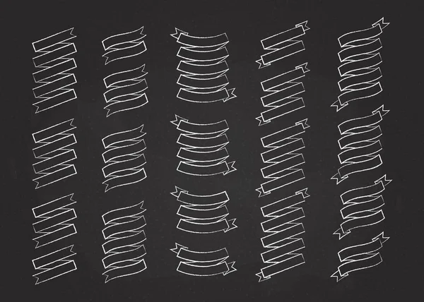 Conjunto de vectores de cinta de etiqueta en blanco de contorno de tiza — Archivo Imágenes Vectoriales