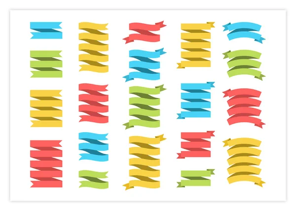 Modelo de fita colorida coleção de vetores de banner — Vetor de Stock