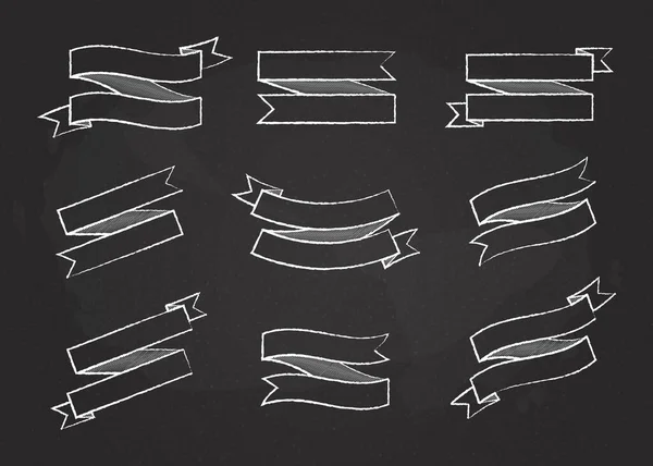 White chalk contour ribbon banner vector set — ストックベクタ