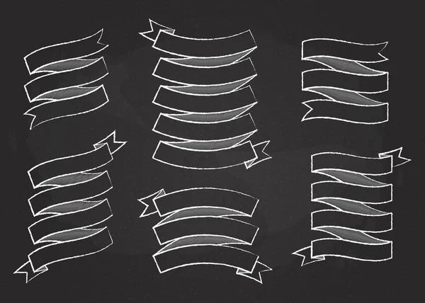 Vit krita kontur band banner vektor uppsättning — Stock vektor