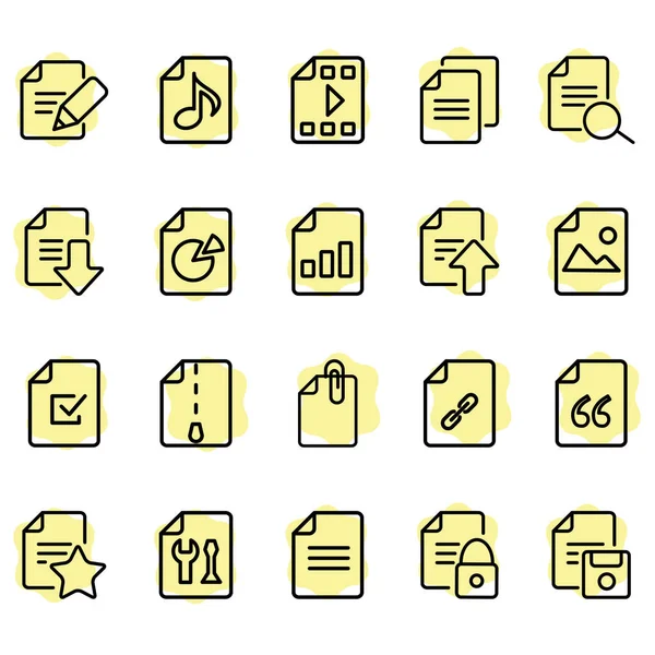 Conjunto Simple Documentos Relacionados Con Los Iconos Línea Vectorial Color — Archivo Imágenes Vectoriales