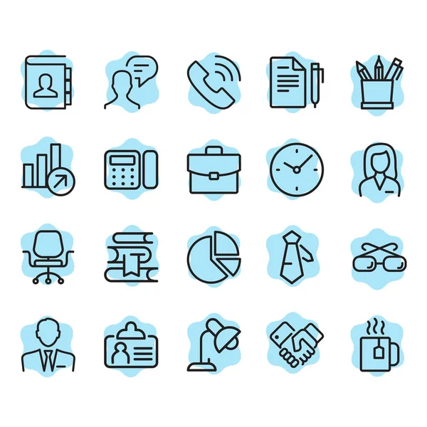 Simple Set Office Related Vector Line Icons Contains Icons Business — 스톡 벡터