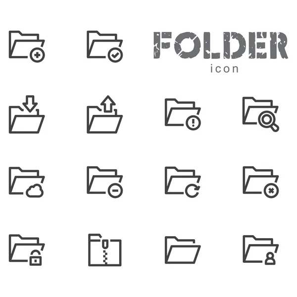 Simple Set Folders Related Vector Line Icons Contains Icons Upload — Stock vektor