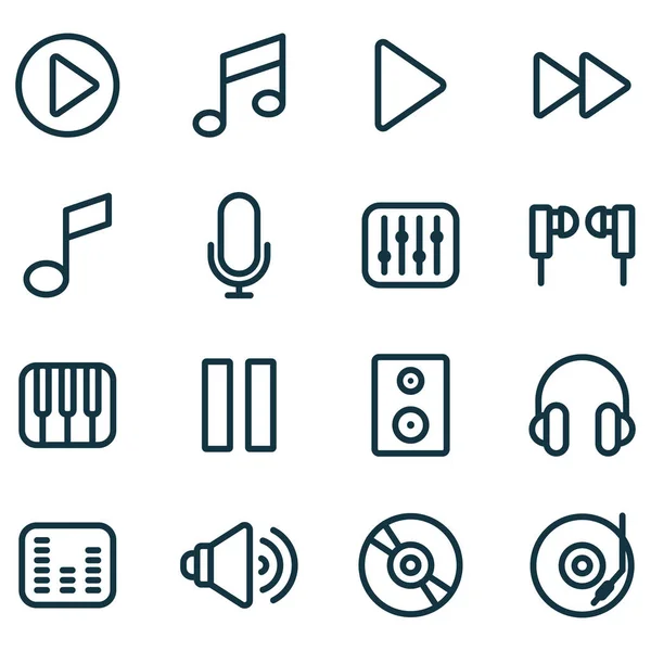 Conjunto Simple Música Relacionados Con Iconos Línea Vectorial — Vector de stock