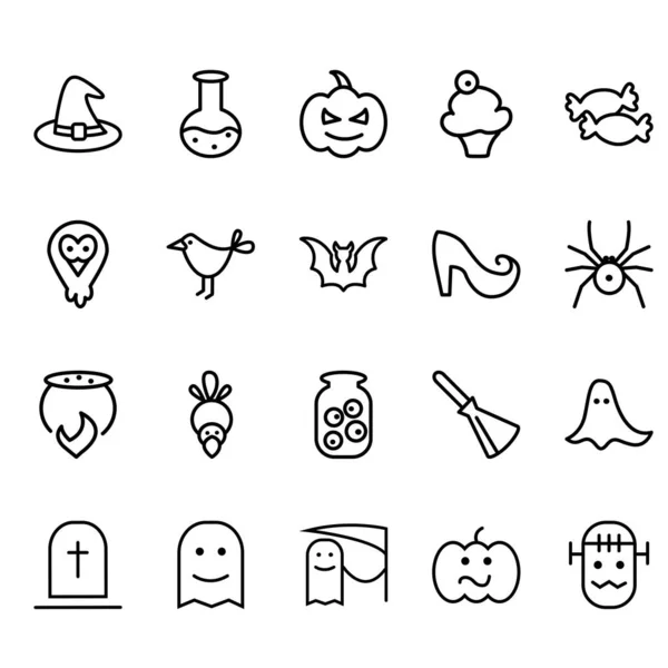 Iconos Halloween Para Web Móvil Esquema Iconos Vectoriales — Vector de stock