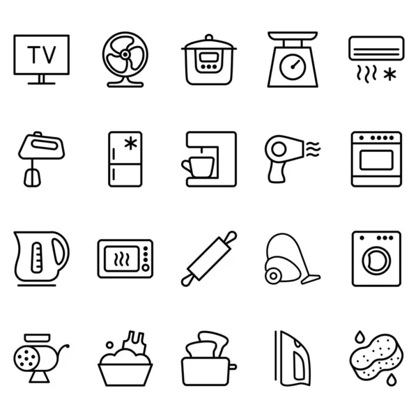 Set Vector Icons Related Household Appliances Contains Icons Fans Televisions — 스톡 벡터