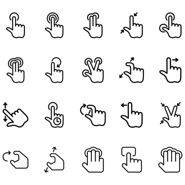 Simple Set of hand gestures Related Icons Line. Contains icons such as share, satellite, website and more