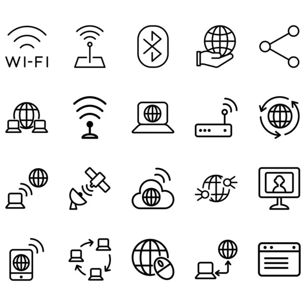 Simple Conjunto Iconos Líneas Relacionadas Con Internet Contiene Iconos Como — Vector de stock
