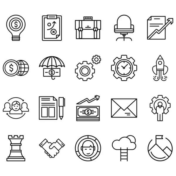 Einfache Reihe Von Unternehmensbezogenen Linien Symbolen Enthält Symbole Wie Berichte — Stockvektor