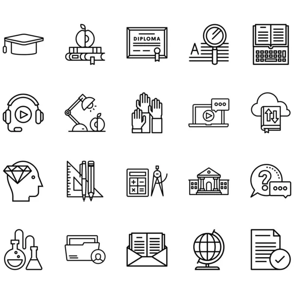 Simple Set Education Related Line Icons Contains Icons Hats Diplomas — 스톡 벡터