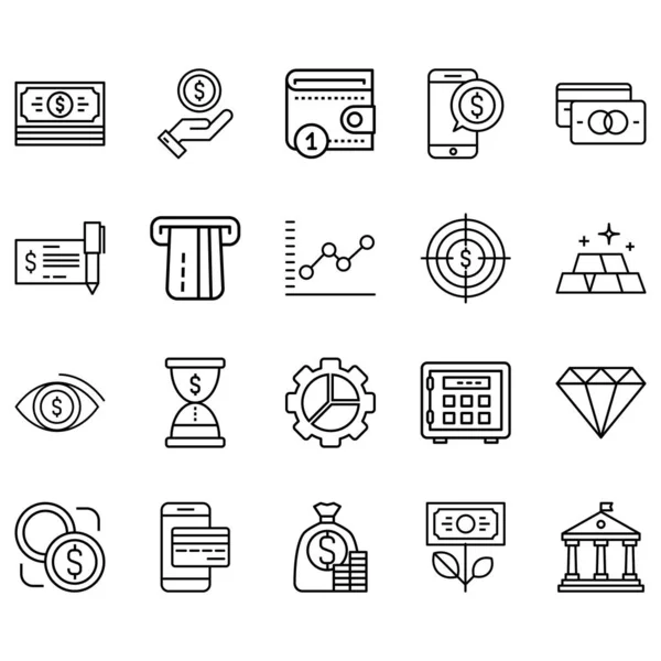 Simple Set Finance Related Line Icons Contains Icons Money Wallets — 스톡 벡터