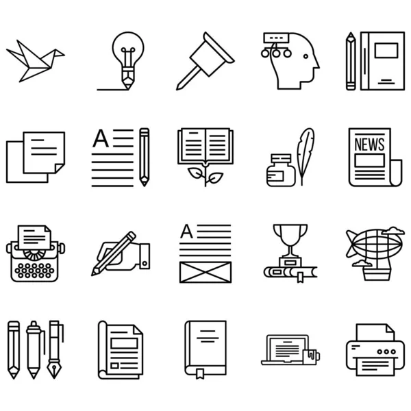 Simple Set Copywriting Related Line Icons Contains Icons Ideas Printers — 스톡 벡터