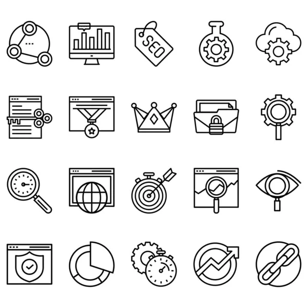 Simple Set Seo Related Vector Line Icons Contains Icons Target — 스톡 벡터