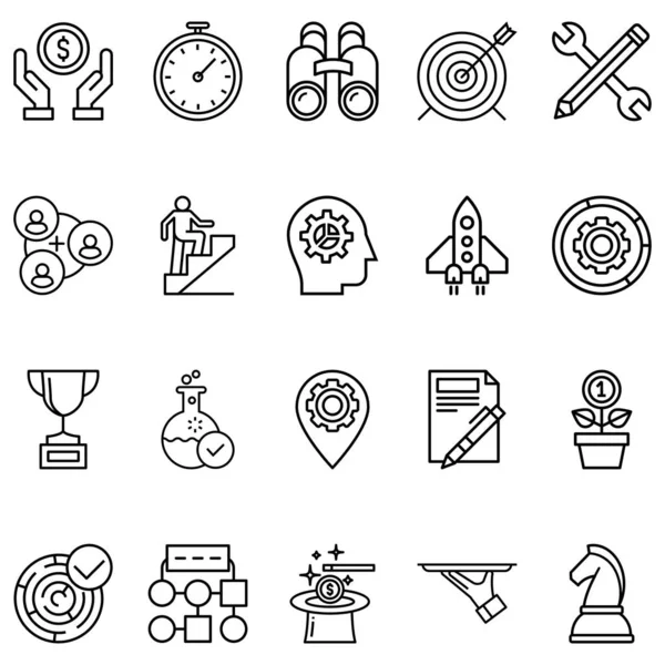 Simple Set Startup Related Line Icons Contains Icons Target Strategy — 스톡 벡터
