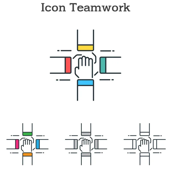 Diseño de iconos planos de trabajo en equipo para gráficos de información y negocios — Vector de stock