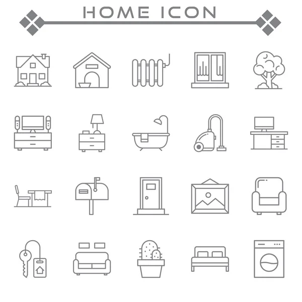 Conjunto Iconos Línea Vectorial Relacionados Con Hogar Contiene Como Iconos — Vector de stock