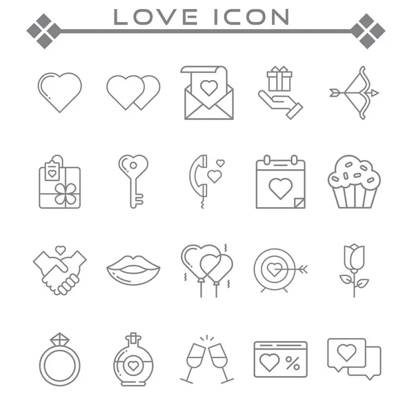Set Love Related Vector Line Icons Inglês Contém Ícones Como —  Vetores de Stock