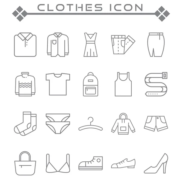 Conjunto Roupas Related Vector Line Icons Contém Roupas Camisetas Vestidos — Vetor de Stock