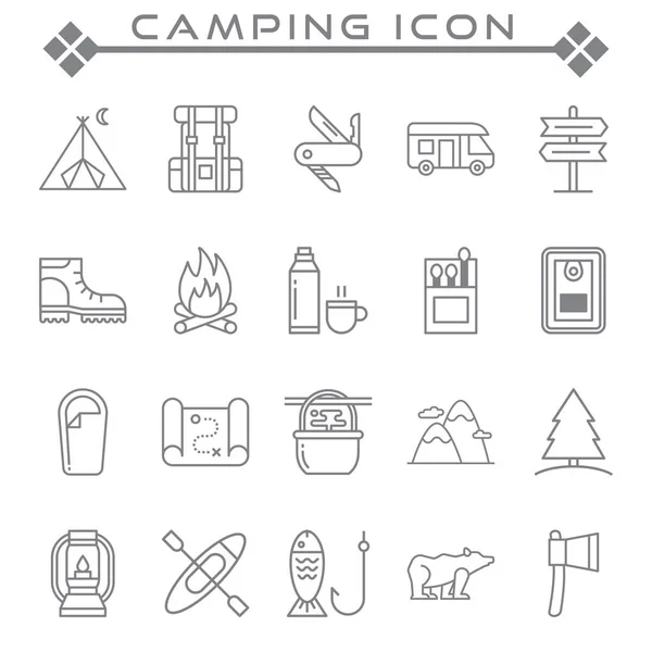 Iconos Línea Relacionados Con Camping Varios Iconos Línea Relacionados Con — Vector de stock