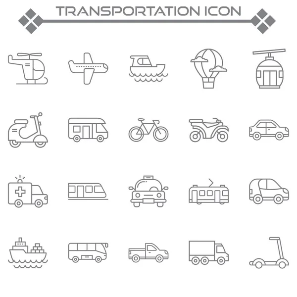 Conjunto Iconos Línea Vectorial Relacionados Con Transporte Contiene Iconos Como — Vector de stock