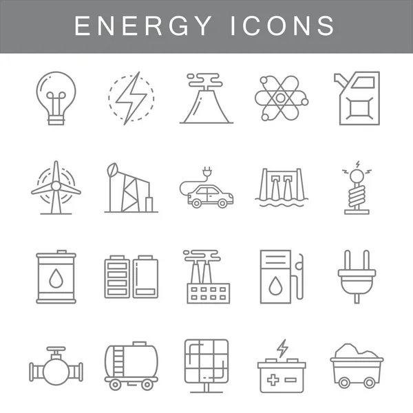 Conjunto Iconos Línea Vectorial Relacionados Con Energía Contiene Como Iconos — Vector de stock