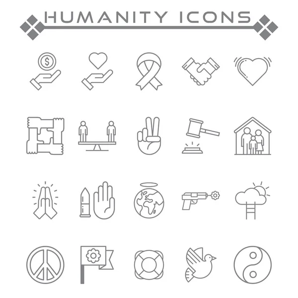 Conjunto Iconos Línea Vectorial Relacionados Con Humanidad Contiene Iconos Como — Vector de stock