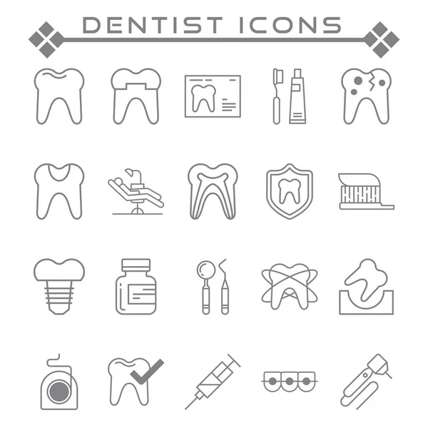Conjunto Iconos Línea Vectorial Relacionados Con Dentista Contiene Como Iconos — Archivo Imágenes Vectoriales