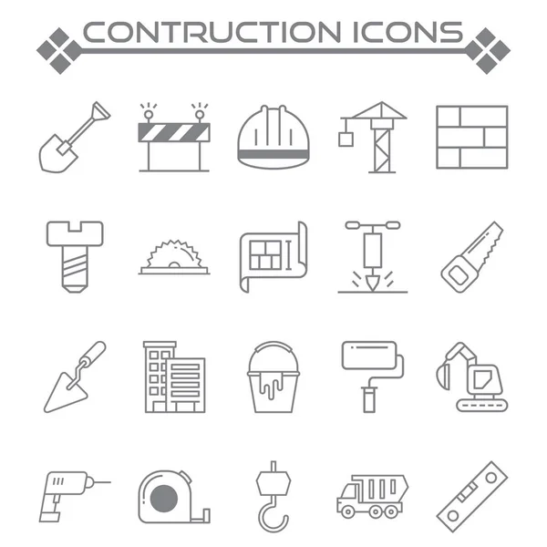 Conjunto Construcciones Relacionadas Con Iconos Línea Vectorial Contiene Como Ejes — Archivo Imágenes Vectoriales