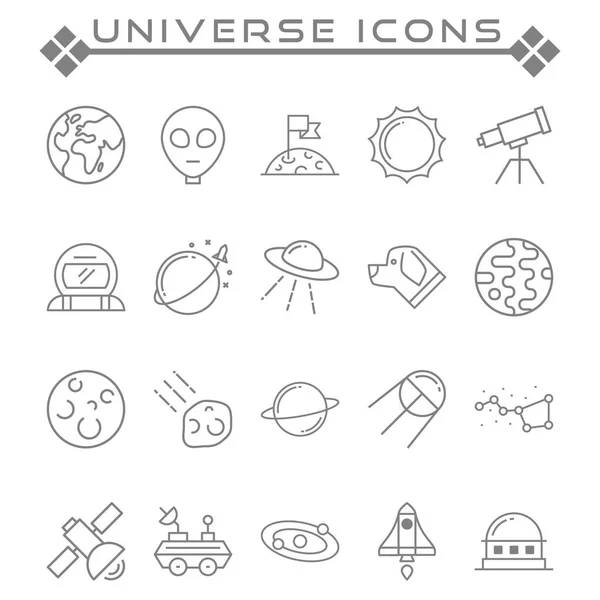 Conjunto Universos Relacionados Iconos Línea Vectorial Contiene Como Iconos Como — Archivo Imágenes Vectoriales