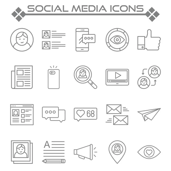 Conjunto Iconos Línea Vectorial Relacionados Con Redes Sociales Contiene Como — Vector de stock