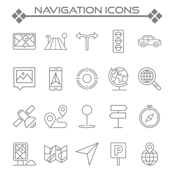 Conjunto Iconos Línea Vectorial Relacionados Con Navegación Contiene Como Iconos — Vector de stock