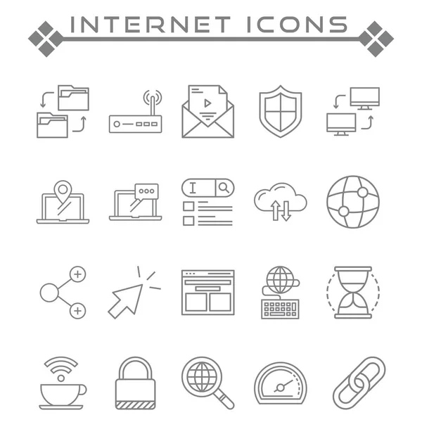 Conjunto Iconos Línea Vectorial Relacionados Con Internet Contiene Iconos Como — Archivo Imágenes Vectoriales