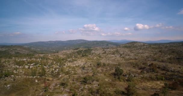 Aérea, tierras de cultivo, árboles y arbustos, Montenegro - Versión graduada y estabilizada — Vídeos de Stock