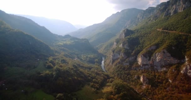 Aerial, Tara River Canyon, Montenegro - Versão graduada e estabilizada — Vídeo de Stock